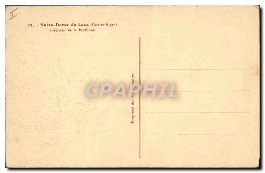 Intérieur de la Basilique Notre-Dame du Laus (Monts-Alpes) — éditeur anonyme, n° 17 — Verso
