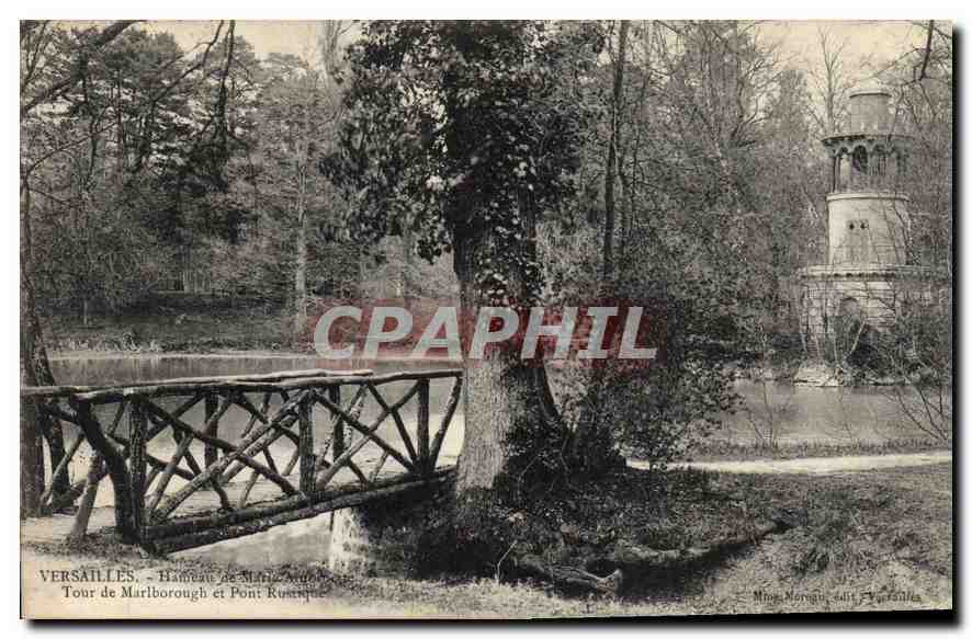CPA Versaille Hameau de Marie Antoinette Tour de Marlborough et Pont Rustique 