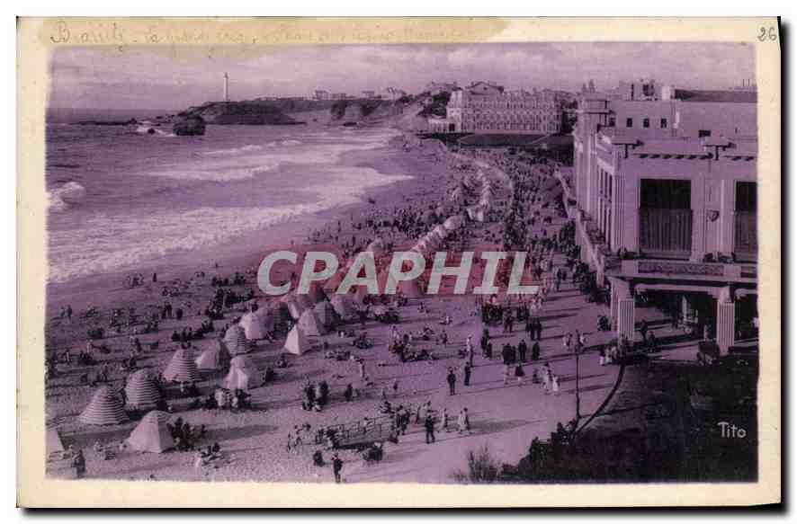 CPA La Cote Basque Biarritz Vue d'ensemble de la grande plage