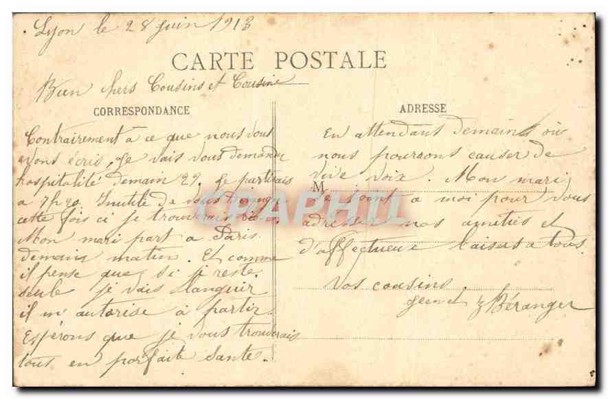 CPA Souvenir de Lyon  — Verso