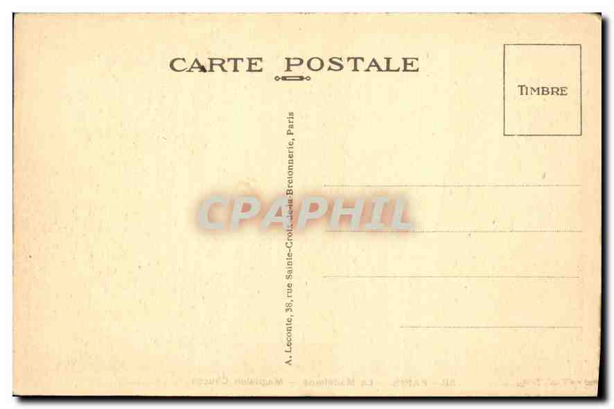 CPA Paris La Madeleine  — Rückseite