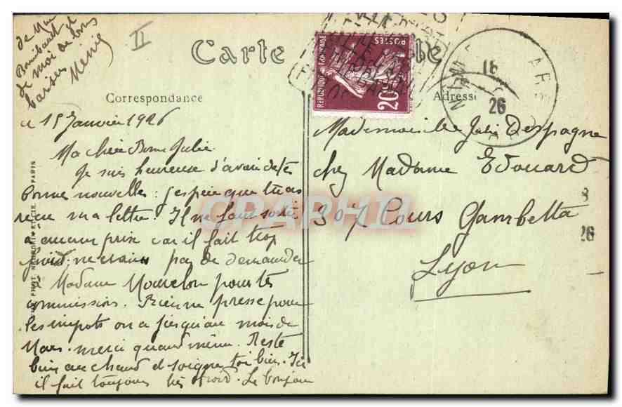 CPA Nimes Le Palais de Justice  — Verso