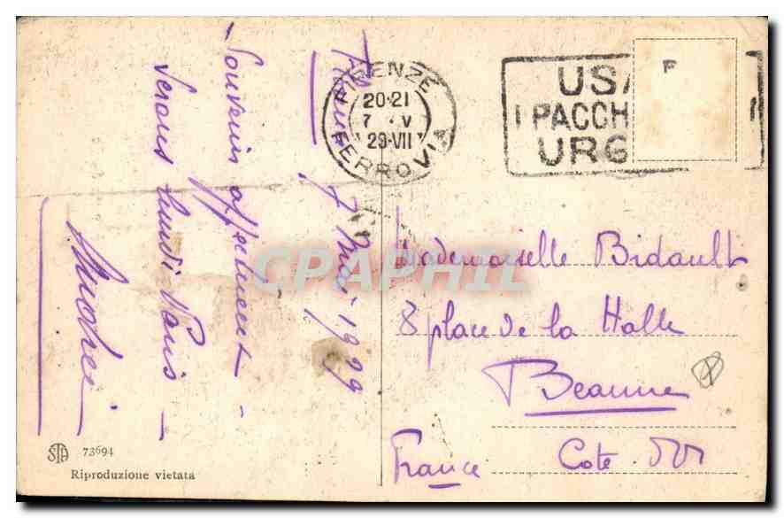 CPA Firenze Palazzetto di parte Guelfa  — Rückseite