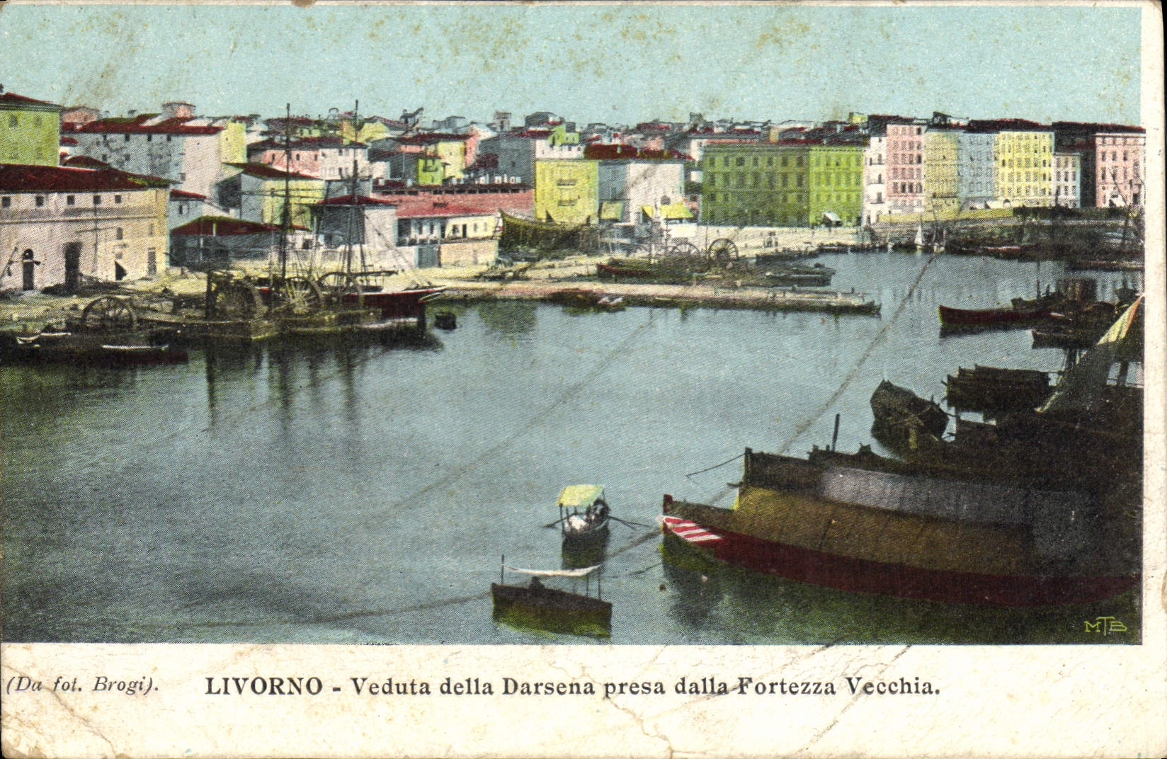 CPA Livorno Veduta dlla Darsena presa Dalla Fortezza Vecchia
