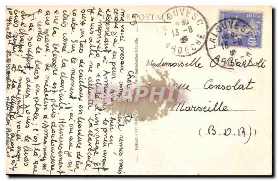 La Louvesc (Ardèche) — Arrivée par la route d'Annonay — Éditeur Foy, n° 5231 — Back