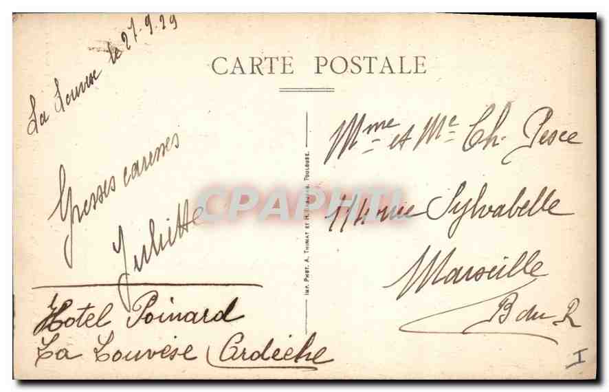 CPA La Louvesc Route sous bais Chemin don Sept Fayards  — Verso