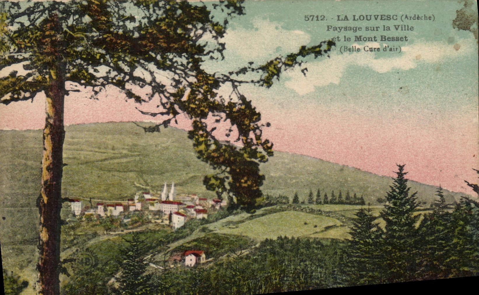 CPA La Louvesc Ardeche Paysage sur la Ville et le Mont Besset 
