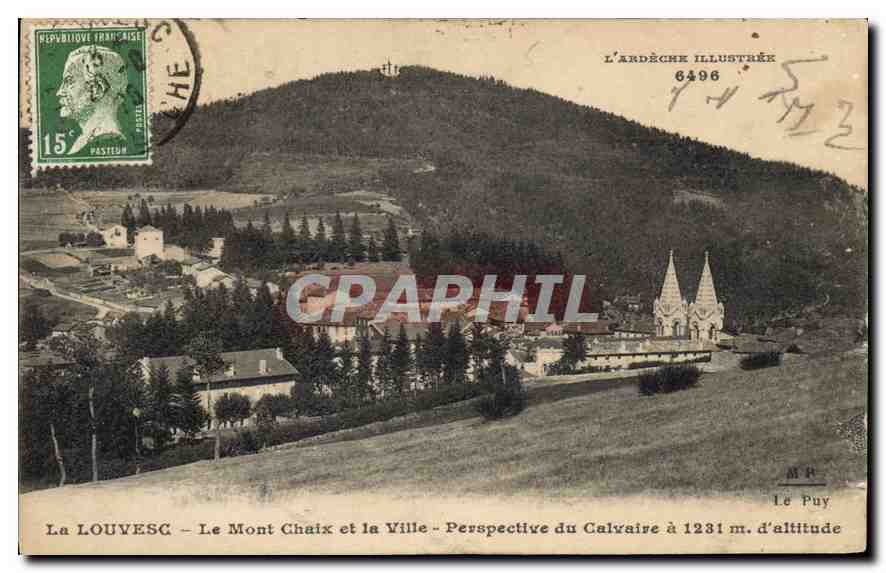 La LOUVESC - Le Mont Chaix et la Ville - Perspective du Calvaire à 1231 m. d'altitude — L'ARDÈCHE ILLUSTRÉE 6496