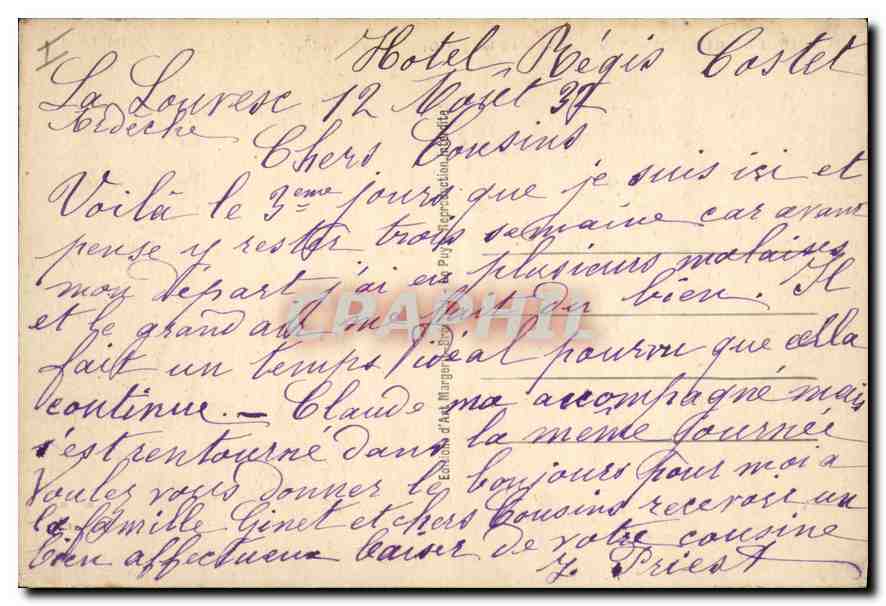 CPA La Louvesc Vue generale et lac du Grand Lieu  — Verso