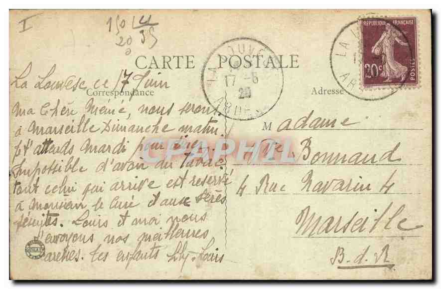 La Louvesc — Vue générale, prise au-dessus du Boulevard des Éléants — Phototypie Paillier, Lyon, n°74 — Back