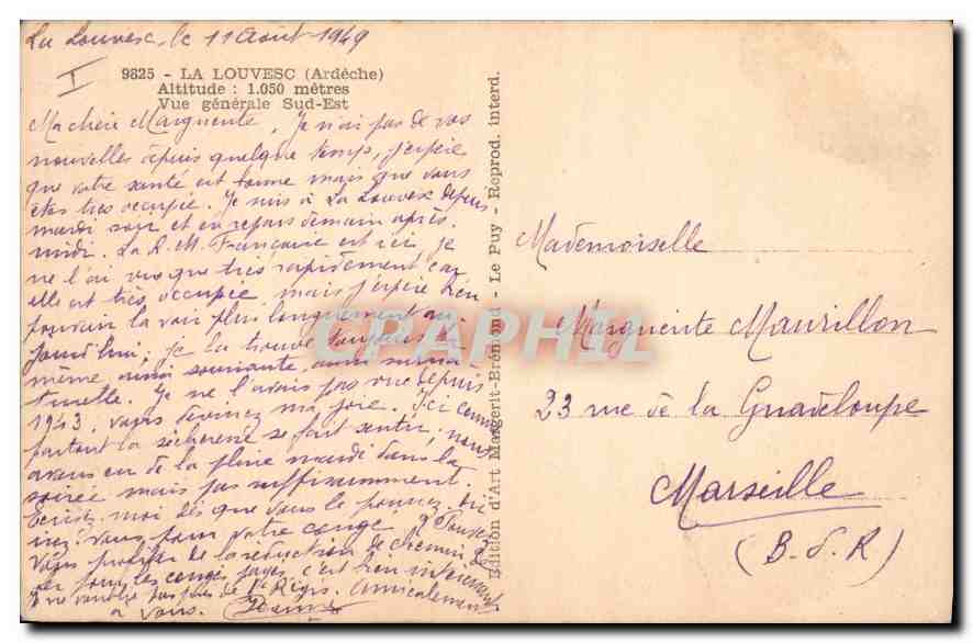 La Louvesc — Vue générale Sud-Est — Édition d'Art Maggetti-Brunet — Verso