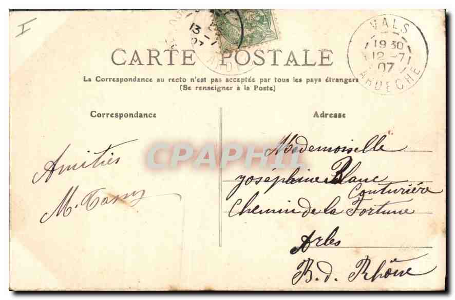 CPA Vals les Bains Le Casino et le Volane  — Rückseite