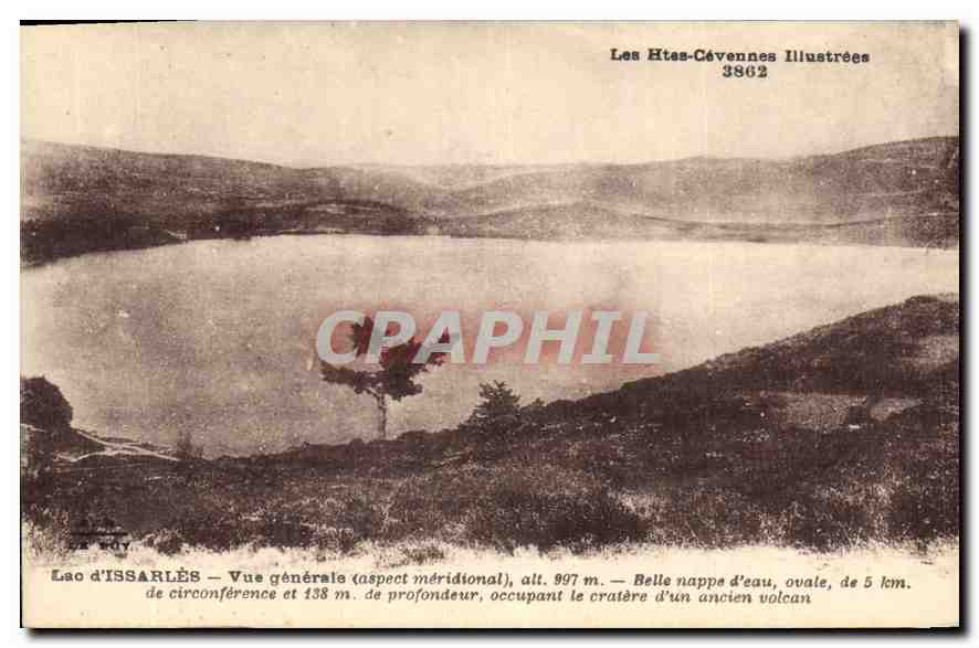 Lac d'Issarlès — Vue générale (aspect méridional), alt. 997 m. — Les Httes-Cévennes Illustrées 3862