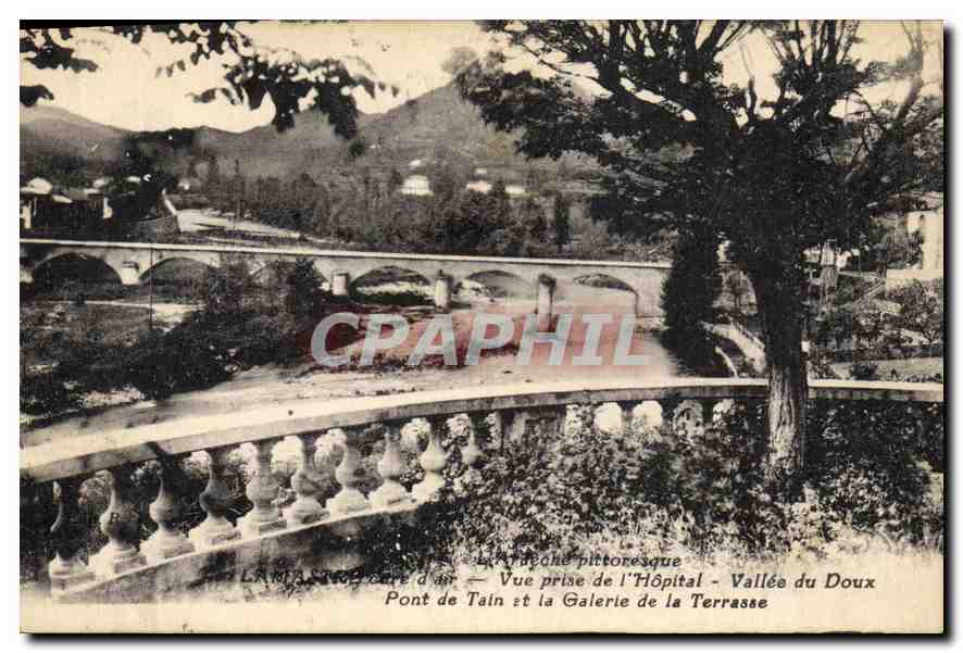 Pont de Tain et la Galerie de la Terrasse — Vue prise de l'Hôpital - Vallée du Doux — Phototypie Combier, Mâcon