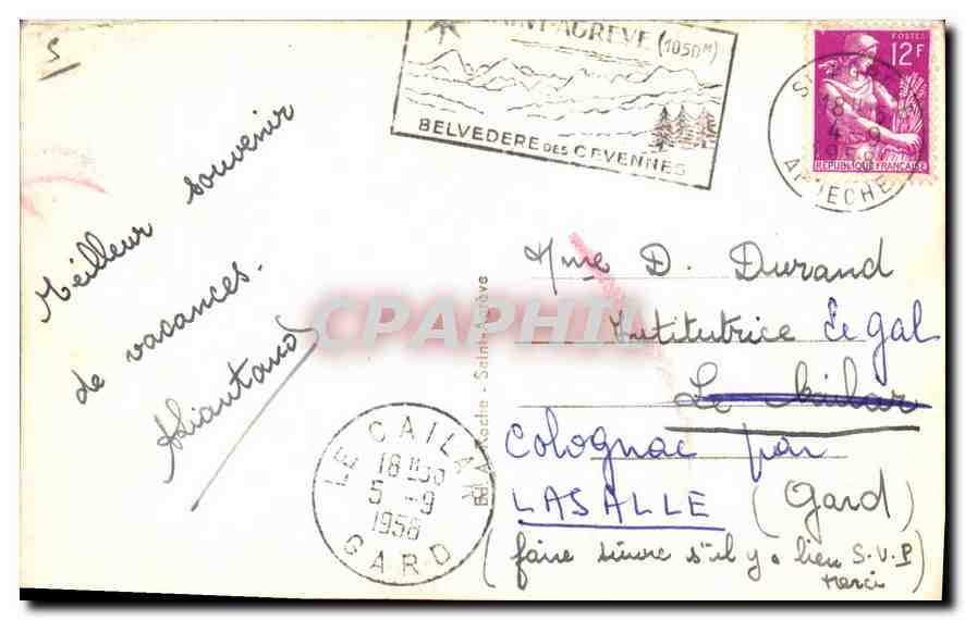 Vallee des Bouheres — St Agreve au Cheylard (Gard) — éditeur inconnu — Rückseite