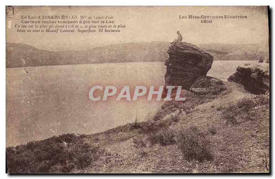 Le Lac d'Issarlès — Curieux rocher tombant à pic sur le lac — Les Htes-Cévennes Illustrées 1850