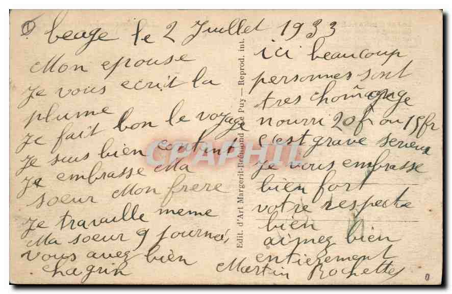 Le Lac d'Issarlès — Alt. 997 m — Les Htes-Cévennes Illustrées 1850 — Rückseite