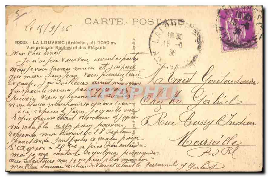 La Louvesc (Ardèche) — vue prise du boulevard des Élégants — E. NO — Reverso