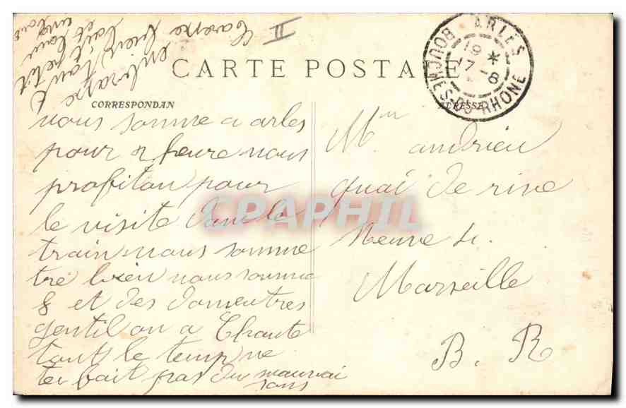 Montmajour - Der Cloister aus der Straße gesehen — P. Ruat, Verlag, Marseille, Nr. 247 — Rückseite