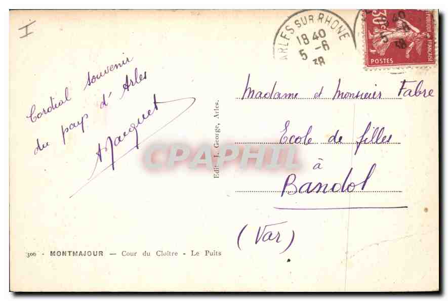 CPA Montmajour Cour du Cloitre le Puits  — Verso