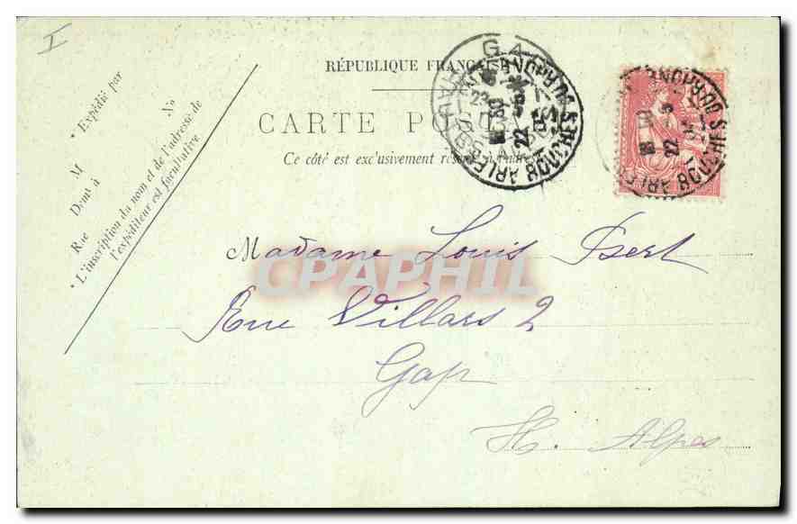 Environs d'Arles — Mont-Major — Les Ruines de l'Abbaye — LL. Arles, Août 1903 — Verso