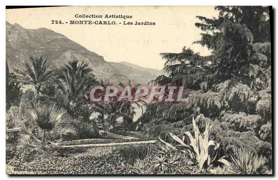 CPA Collection Artistique Monte Carlo les jardins 