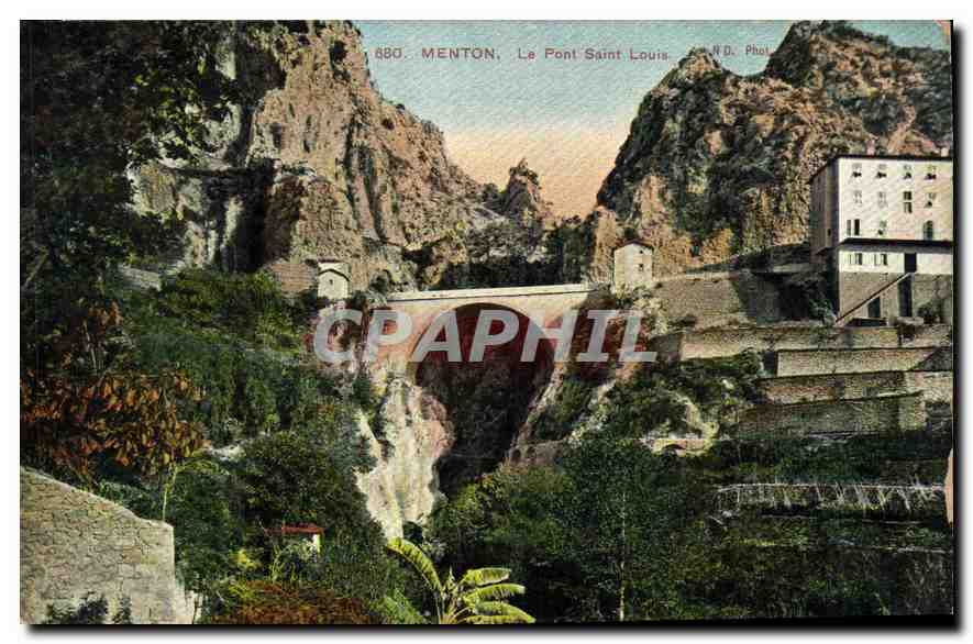 Menton, El Puente Saint Louis — N.D. Phot, n° 880 - Anverso