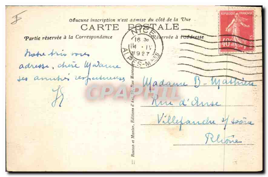 La Côte d'Azur — Jardin Fleuri — Éditions d'Art, n°166 — Reverso