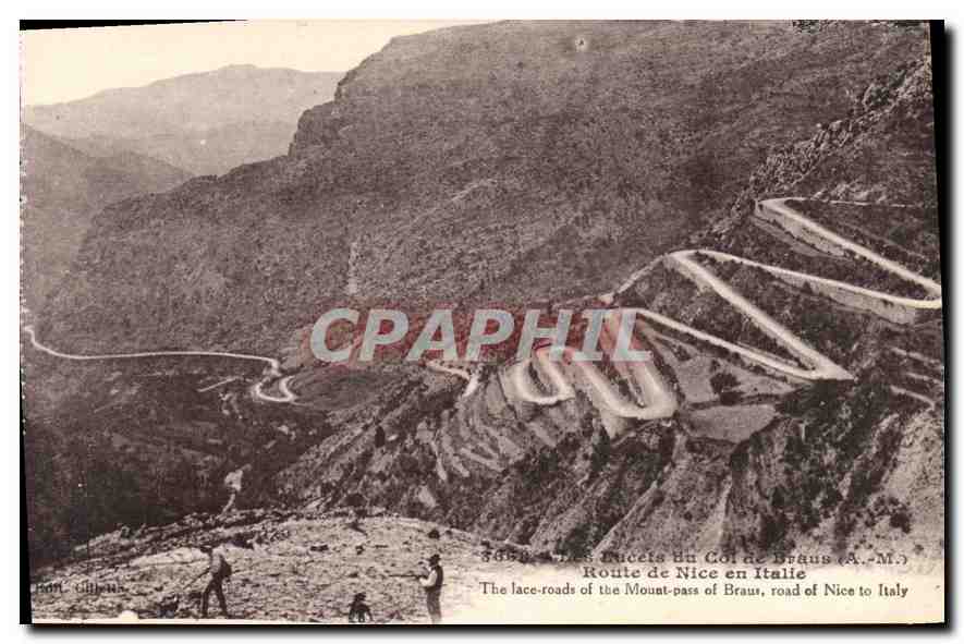 CPA Col de Braus A M route de Nice en Italie 