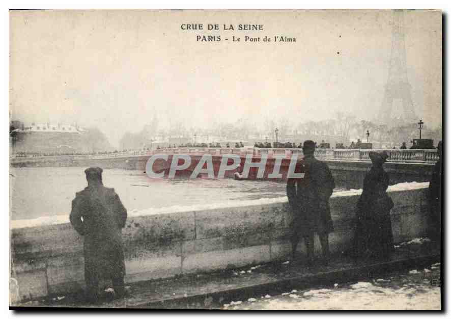 Crue de la Seine — Paris - Le Pont de l'Alma — éditeur non identifié