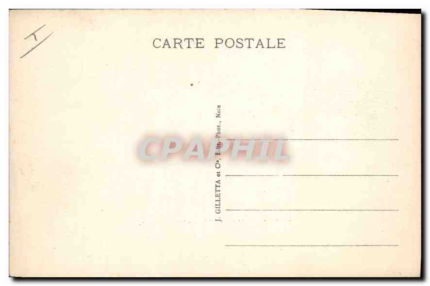Peira-Cava (A.M.), alt. 1500 m — Entrée du Village — Éditeur Gaetti Auibert, Hôtel de la Méditerranée, Lucéram — Verso