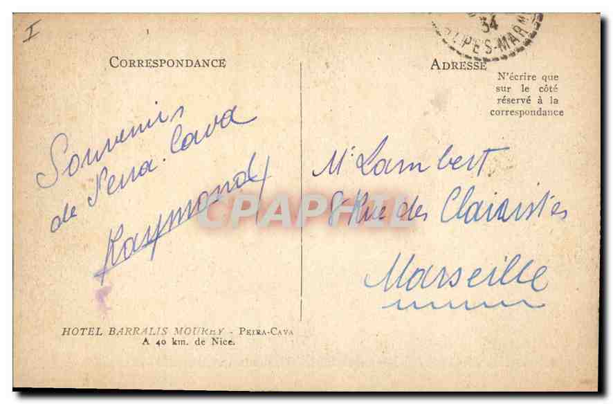 Peïra-Cava (A.-M.) — Sentier des Pierres Plates — éditeur inconnu, n° 10509 — Reverso