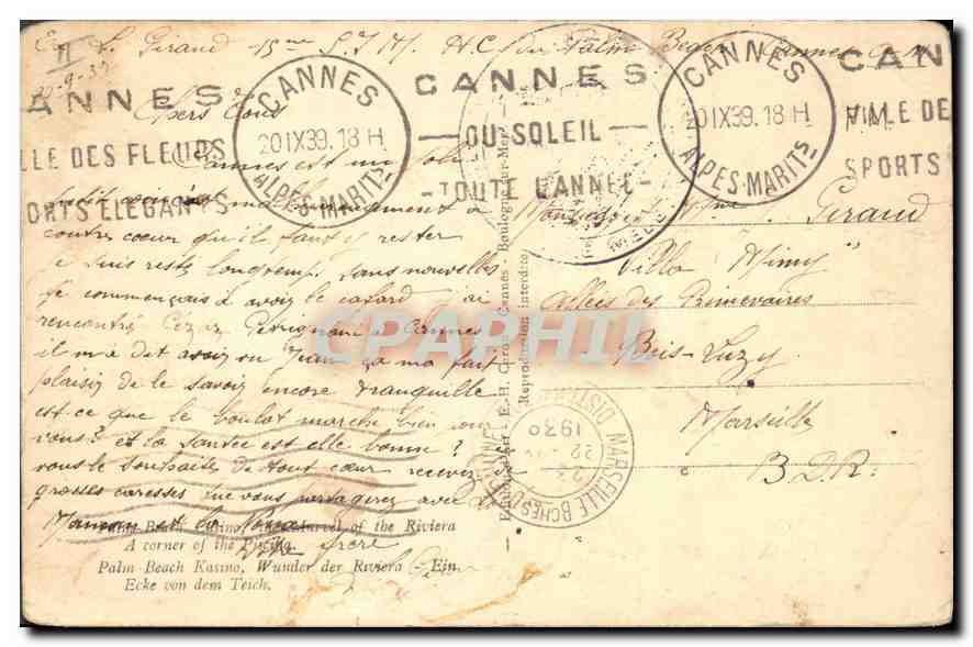 CANNES - Palm-Beach Casino, "la Merveille de la Riviera" - Un coin de la Piscine — Verso