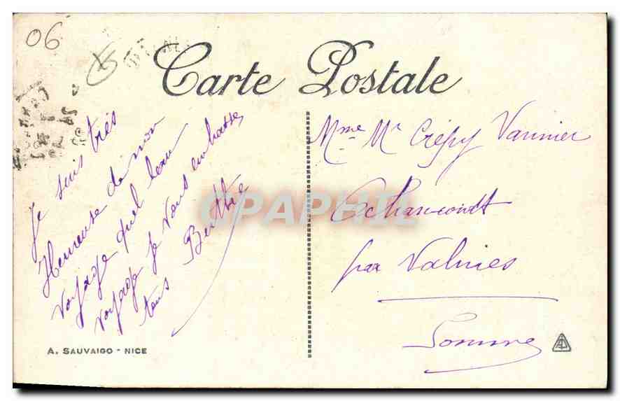 CPA Cannes les Mouettes sur la plage de la Croisette  — Verso
