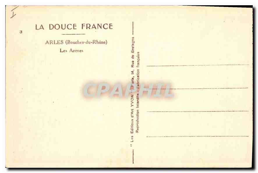 CPA Arles Bouches du Rhone les Arenes  — Verso