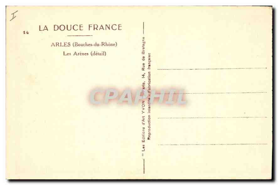 CPA Arles Bouches du Rhone les Arenes detail  — Verso