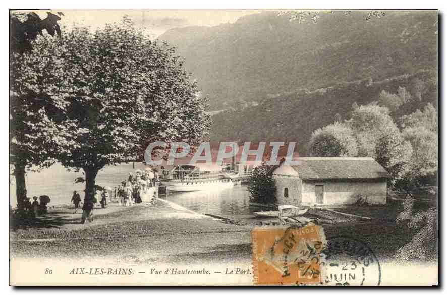 CPA Aix les Bains vue d'Hautecombe le port Bateau