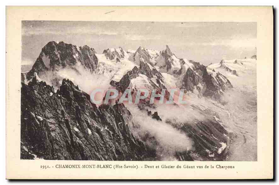 Dent et Glacier du Géant vus de la Charpoua — Chamonix-Mont-Blanc (Haute-Savoie) — L. Fauraz, édit., à Annemasse (Haute-Savoie)