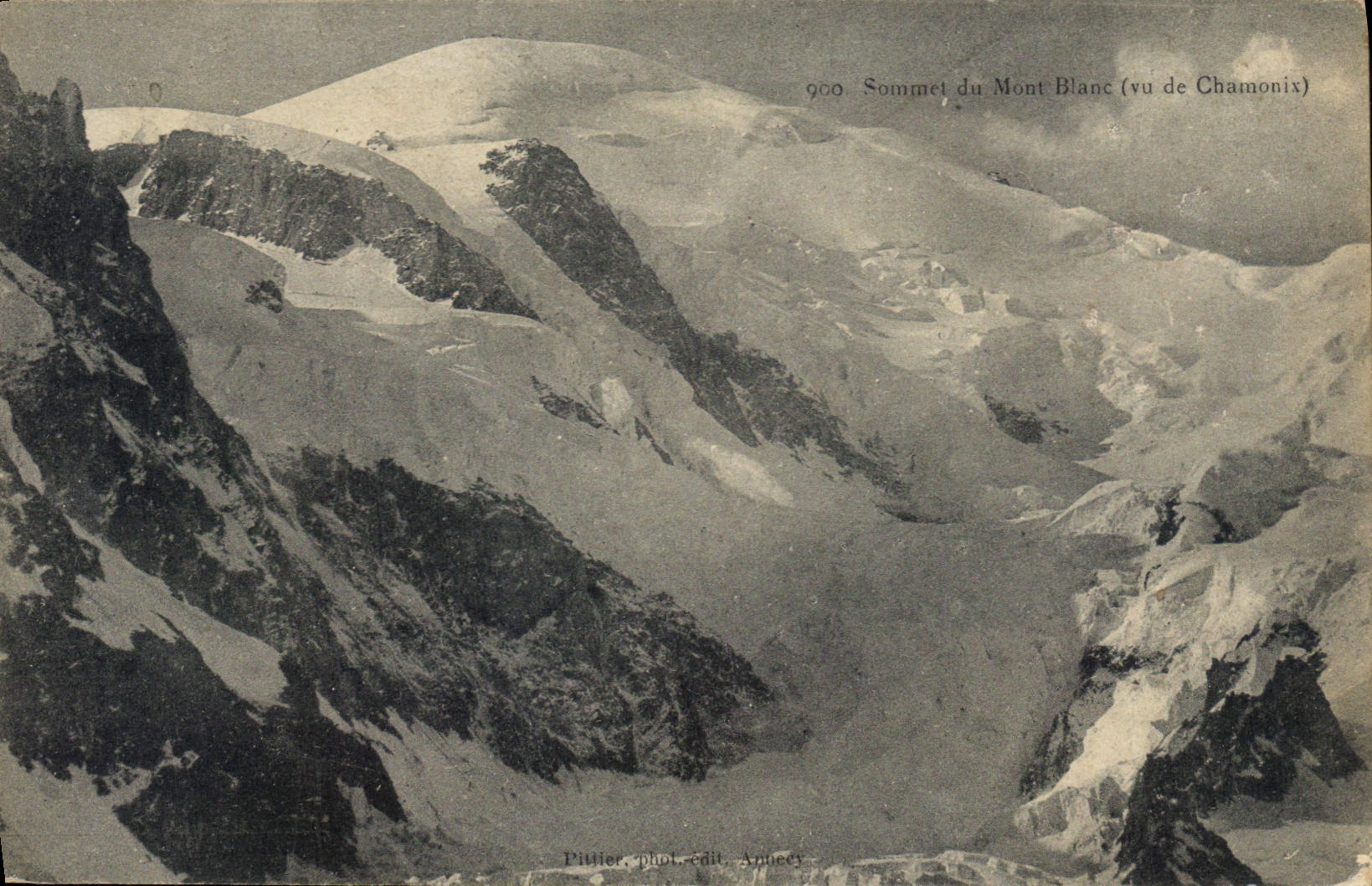 Gipfel des Mont Blanc (von Chamonix aus gesehen) — Alpenblick — Pittier, Foto-Verlag Aplhée