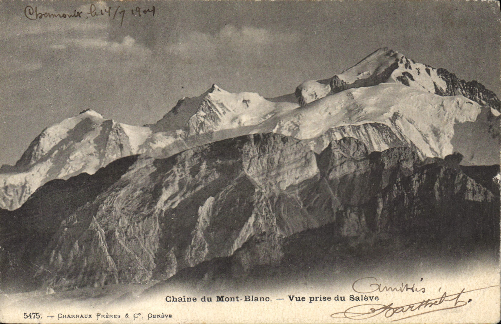 Chaîne du Mont-Blanc — Vue prise du Salève — Charnaux Frères & C°, Genève, n° 5475