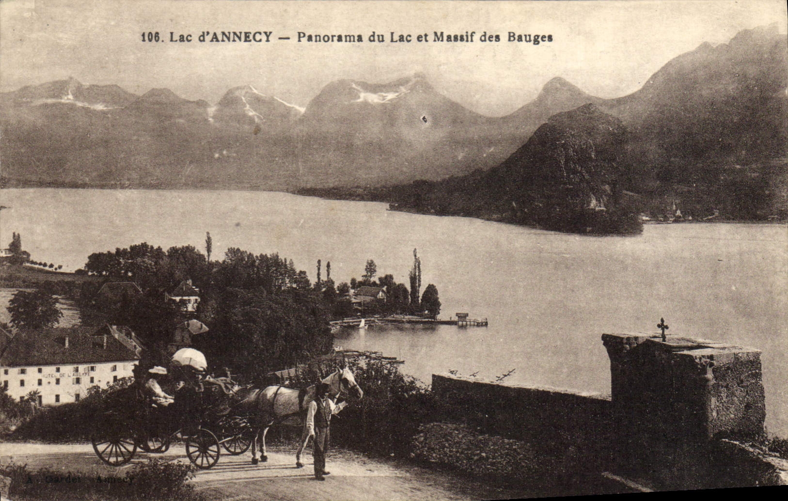 Lac d'Annecy — Panorama du Lac et Massif des Bauges — A. Gardel, Annecy, n°106