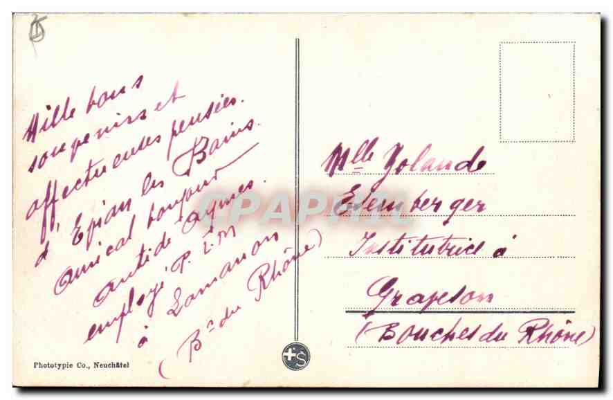 Evian-les-Bains. L'Établissement Thermal — Phototypie Co. Neuchâtel, n° 580 — Reverso