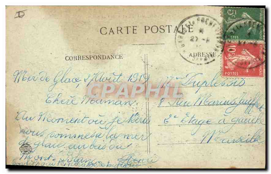 CPA Chamonix et la Mer de Glace  — Verso