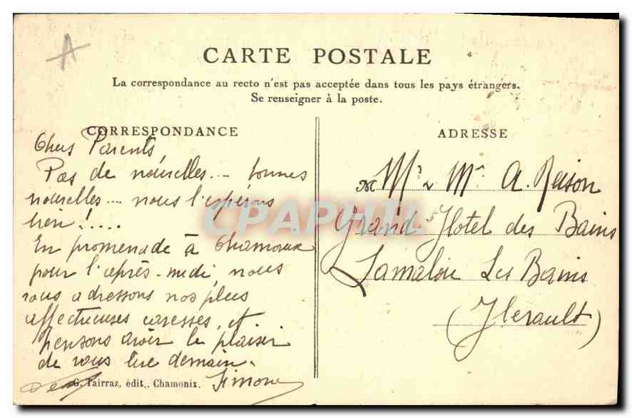Chamonix. Die Druz-Nadel — Cl. G. Tairraz — Rückseite