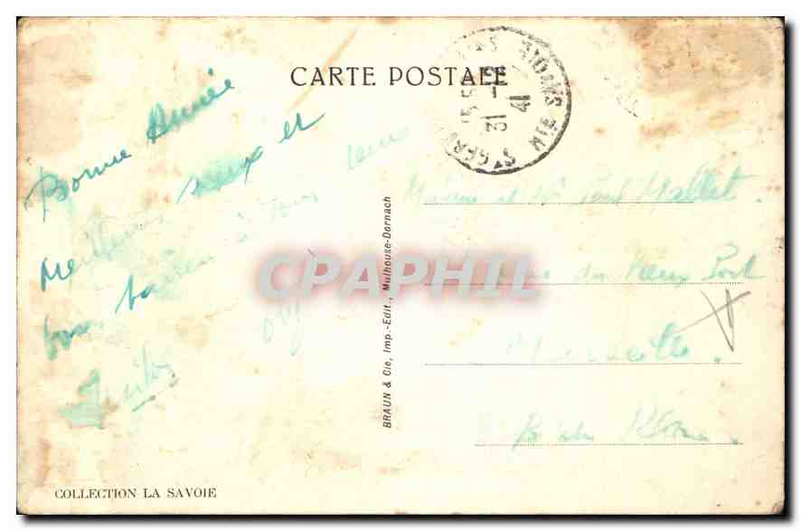 St-Gervais-les-Bains - Il Dôme de Miage in inverno — La Villa dei Bambini — editore Braun & Cie, stampa Dornach — Verso