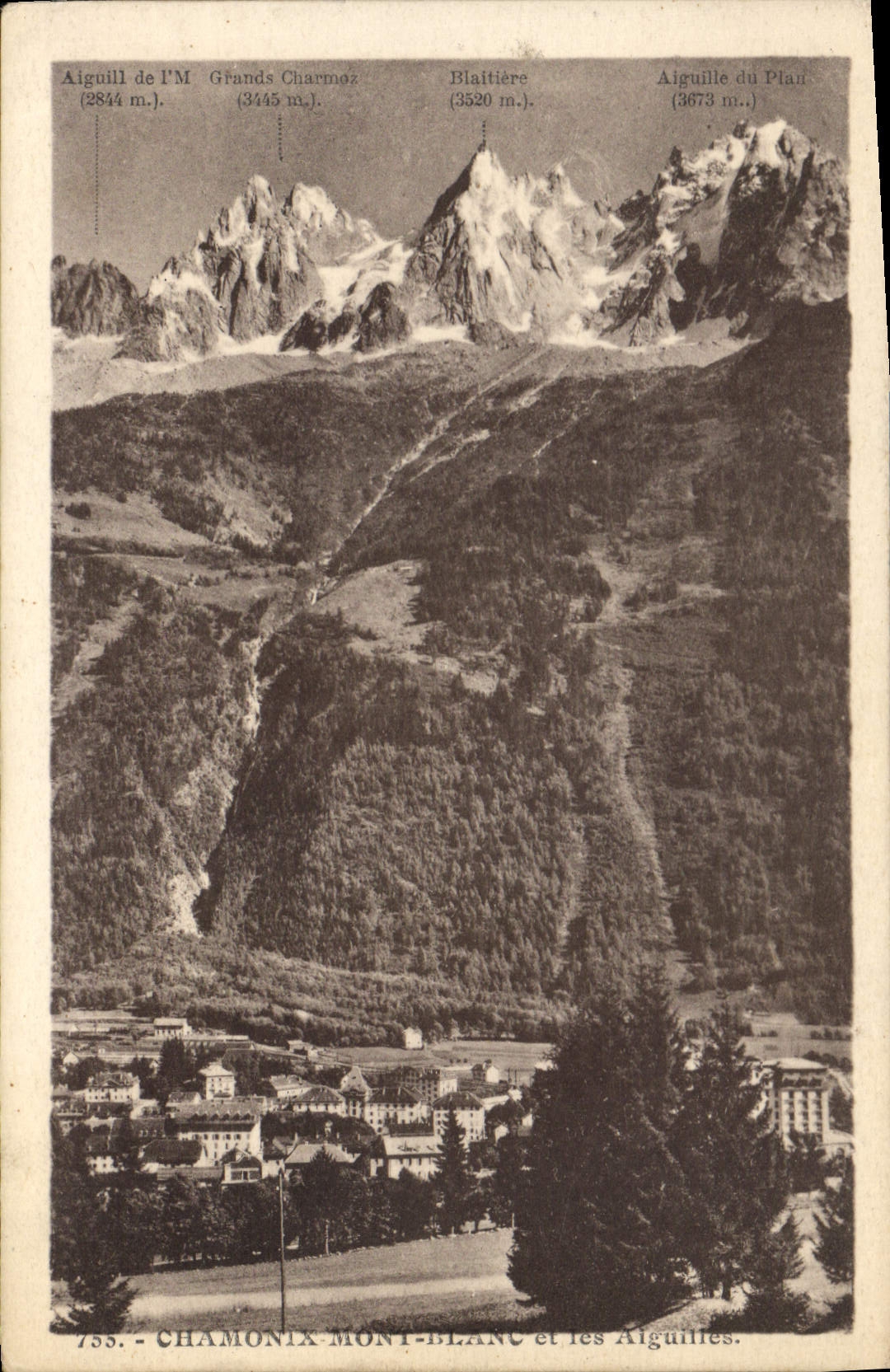 Chamonix-Mont-Blanc et les Aiguilles — Morrand, phot.édit. n°755