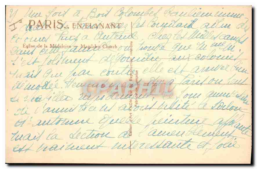 CPA Paris en Flanant Eglise de la Madeleine  — Rückseite