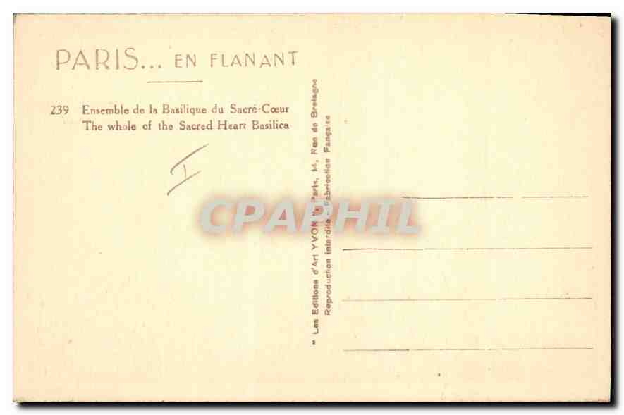 CPA Paris en Flanant Ensemble de la Basilique du Sacre Coeur  — Rückseite
