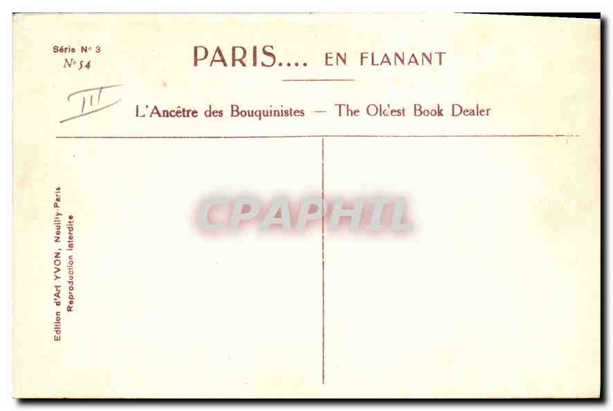 CPA Paris en Flanant l'Ancetre des Bouquinistes  — Rückseite