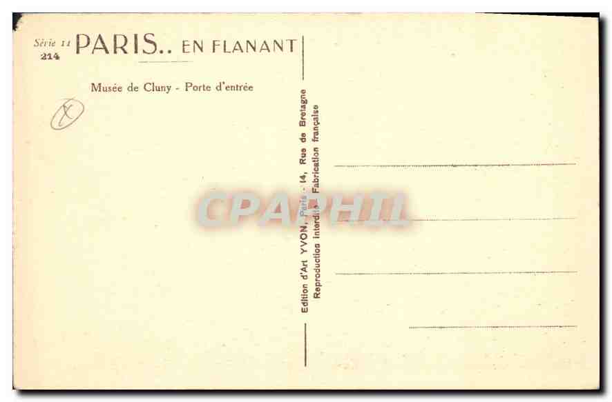 CPA Paris en Flanant Musee de Cluny Porte d'entree  — Rückseite